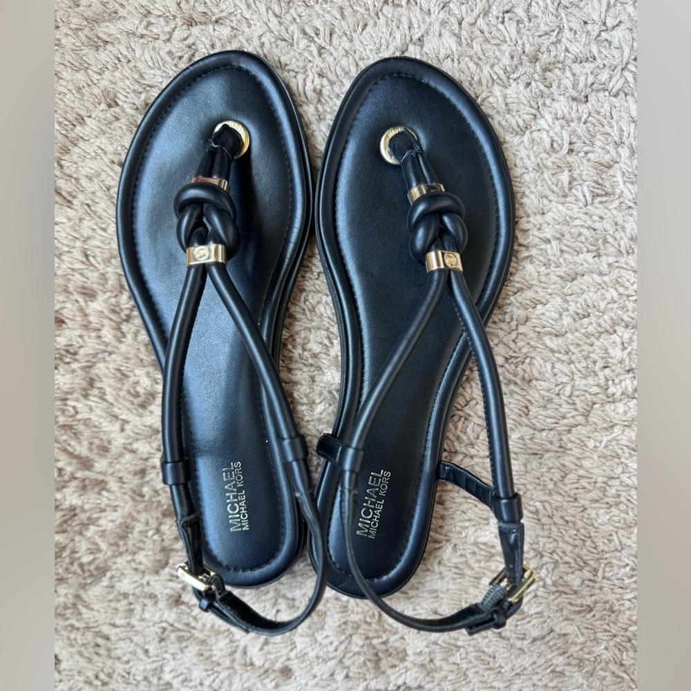 Michael Kors Black Leather Sandals